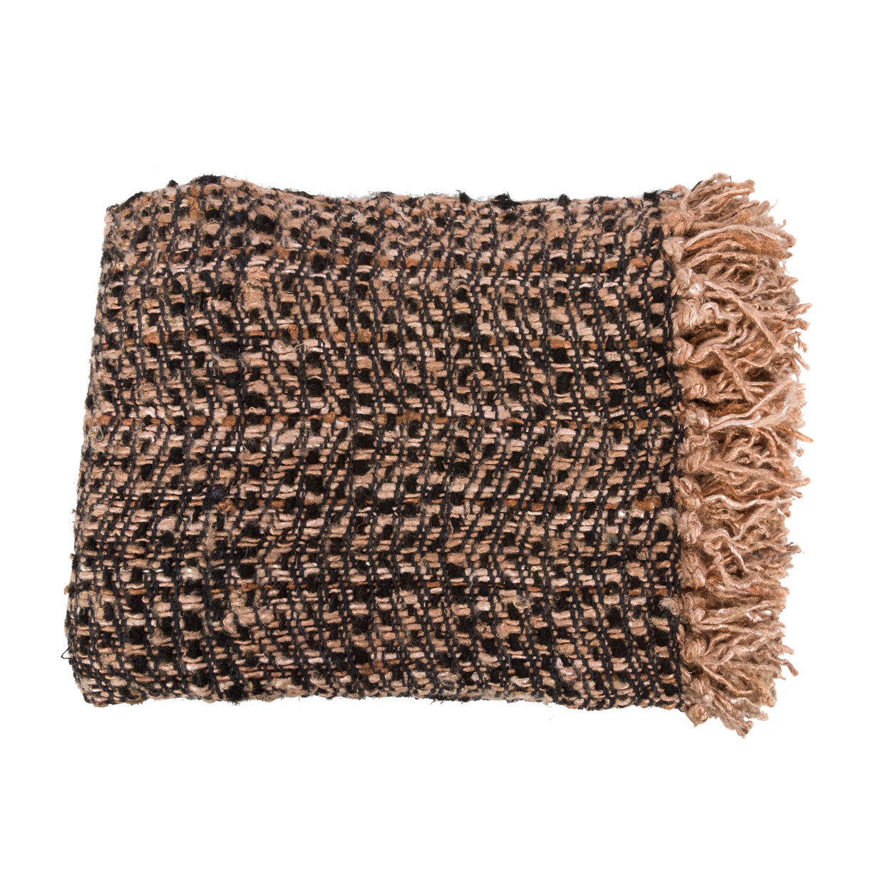 Bazar Bizar The S'il Vous Plaid - Zwart & Koper - L130 x B170 cm