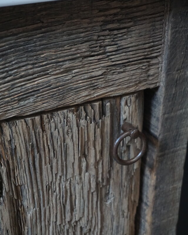 Rene Houtman Oud Eikenhouten Geborsteld Toiletmeubel 1 deur + Witte Fontein