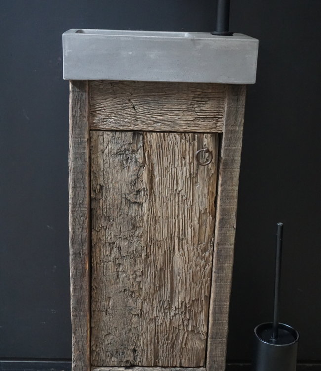 Rene Houtman Oud Eikenhouten Geborsteld Toiletmeubel 1 deur + Fontein D.Grey