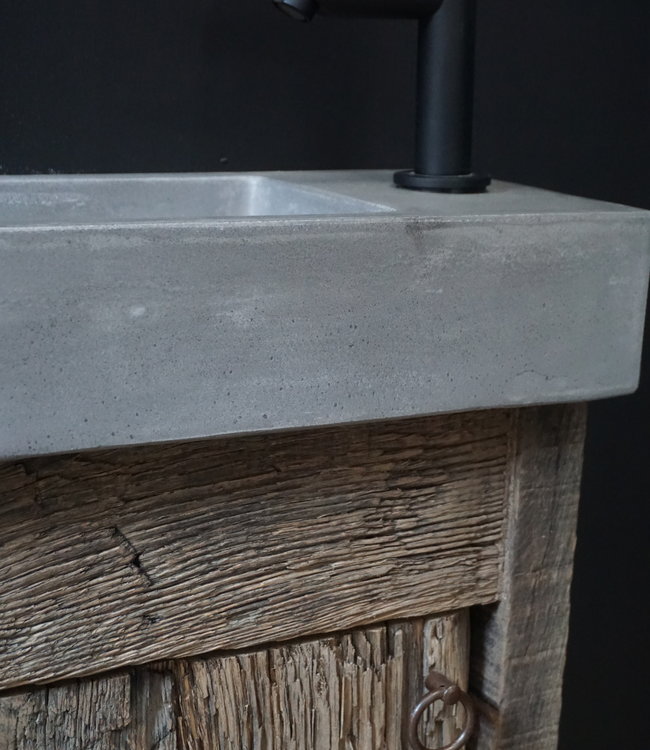 Rene Houtman Oud Eikenhouten Geborsteld Toiletmeubel 1 deur + Fontein D.Grey