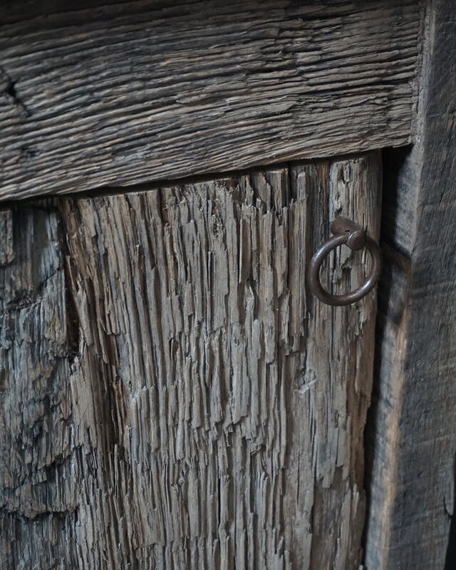 Rene Houtman Oud Eikenhouten Geborsteld Toiletmeubel 1 deur + Fontein L.Grey