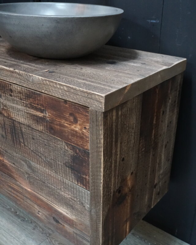 Rene Houtman Kobus Zwevend Oud Houten Badkamermeubel 100 tot 160 cm