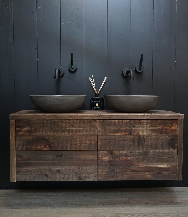 Rene Houtman Kobus Zwevend Oud Houten Badkamermeubel 100 tot 160 cm