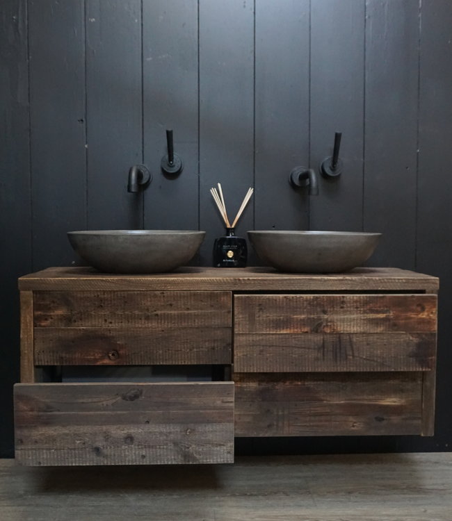 Rene Houtman Kobus Zwevend Oud Houten Badkamermeubel 100 tot 160 cm