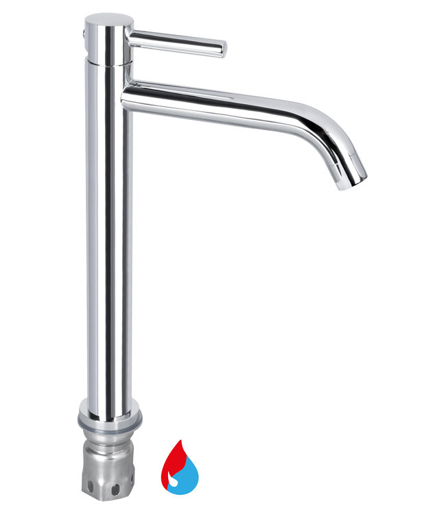 Differnz Hoge Kraan Warm/Koud - Gebogen Chroom