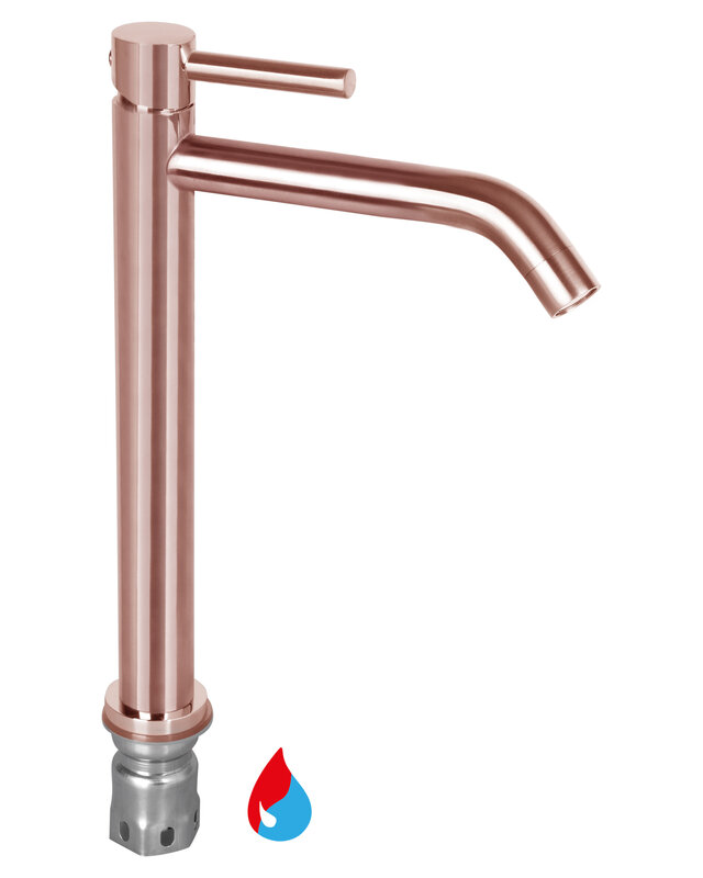Differnz Hoge Kraan Warm/Koud - Gebogen Rood Koper