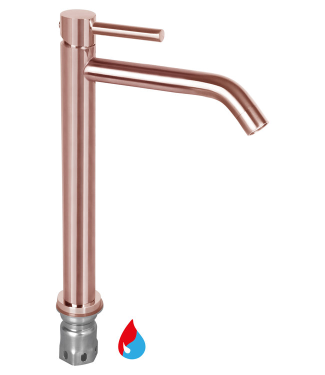 Differnz Hoge Kraan Warm/Koud - Gebogen Rood Koper