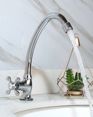 Rene Houtman Chromen Fonteinkraan - H24 cm - Koud Water