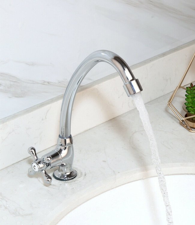 Rene Houtman Chromen Fonteinkraan - H24 cm - Koud Water