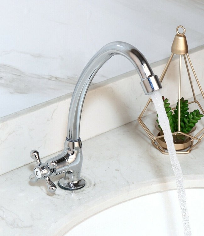 Rene Houtman Chromen Fonteinkraan - H24 cm - Koud Water