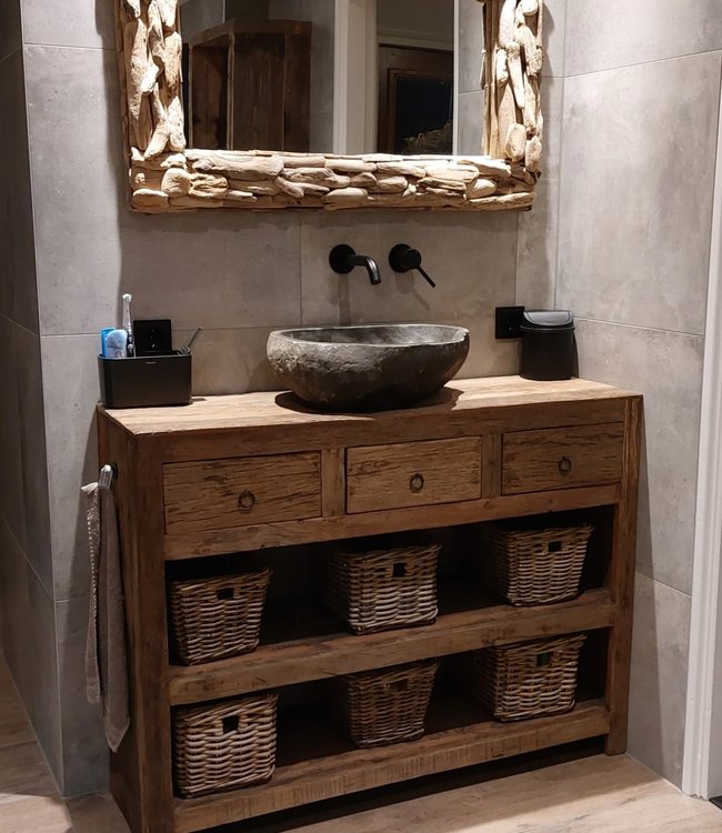 Rene Houtman Landelijk badkamermeubel met lades en planken 120 cm