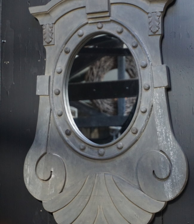 Rene Houtman Spiegel Ossenoog Hout H104xB66 cm Old Grey