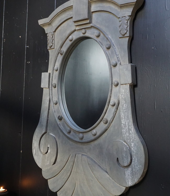 Rene Houtman Spiegel Ossenoog Hout H104xB66 cm Old Grey