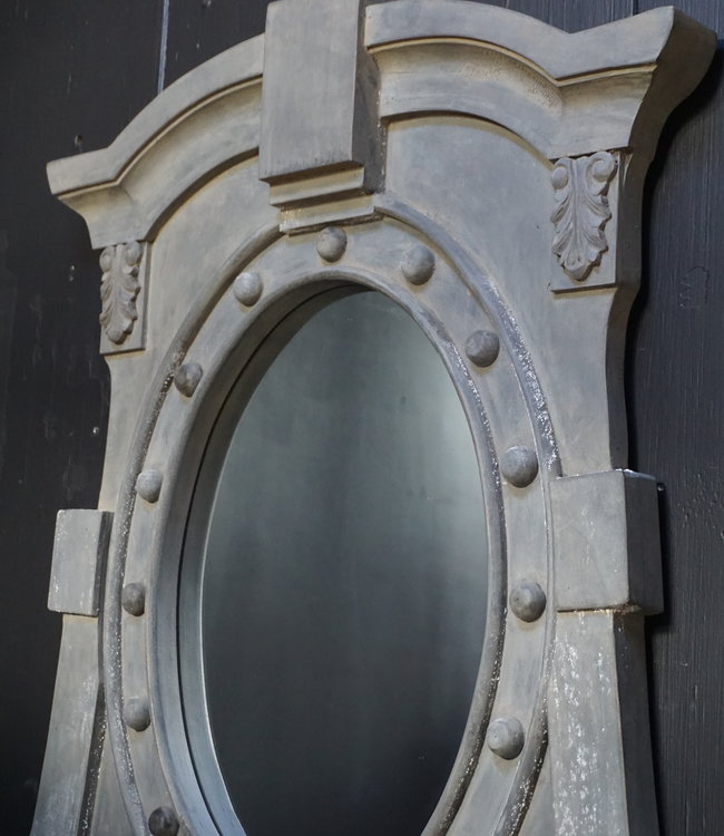 Rene Houtman Spiegel Ossenoog Hout H104xB66 cm Old Grey