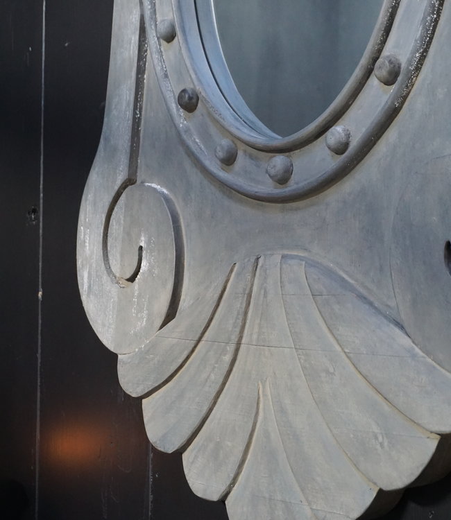 Rene Houtman Spiegel Ossenoog Hout H104xB66 cm Old Grey