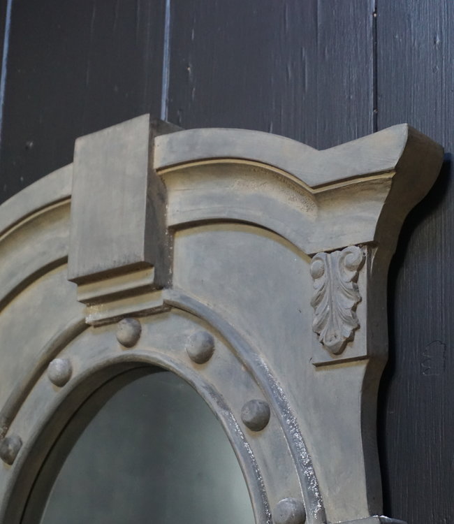 Rene Houtman Spiegel Ossenoog Hout H104xB66 cm Old Grey