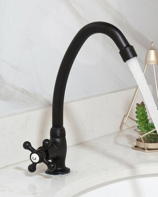 Rene Houtman Zwarte Fonteinkraan - Koud Water - H24 cm