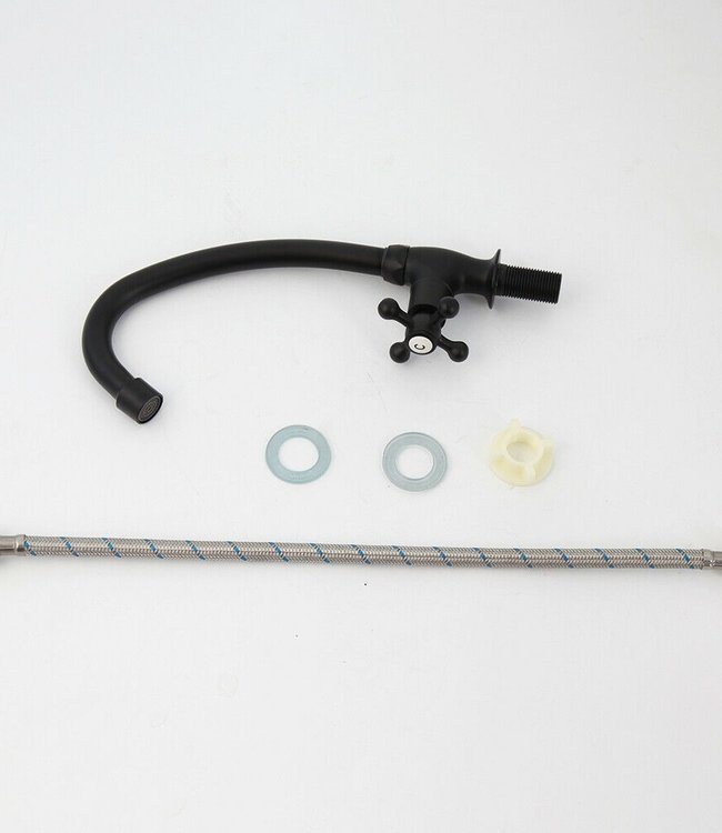 Rene Houtman Zwarte Fonteinkraan - Koud Water - H24 cm