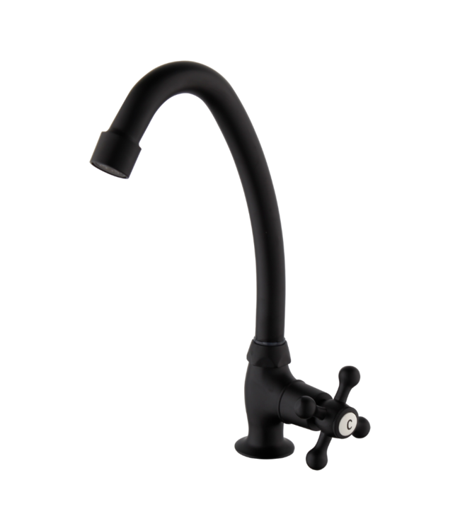 Rene Houtman Zwarte Fonteinkraan - Koud Water - H24 cm