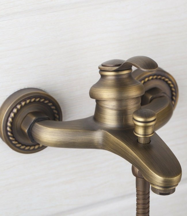 Rene Houtman Bronzen Badkraan met Handdouche - L20 cm