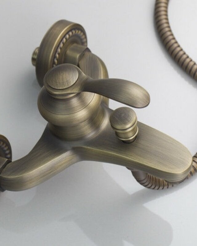 Rene Houtman Bronzen Badkraan met Handdouche - L20 cm