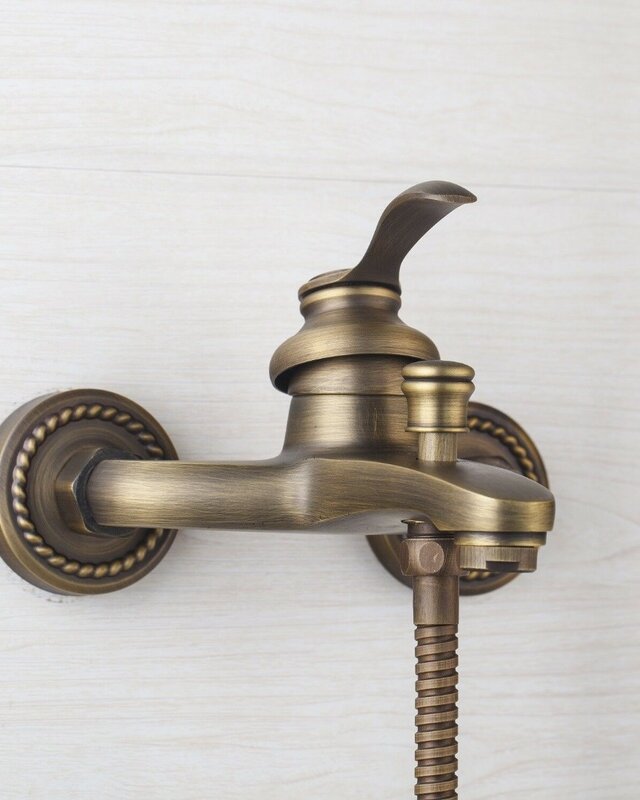 Rene Houtman Bronzen Badkraan met Handdouche - L20 cm