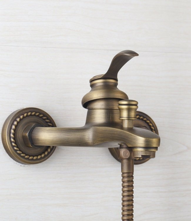 Rene Houtman Bronzen Badkraan met Handdouche - L20 cm