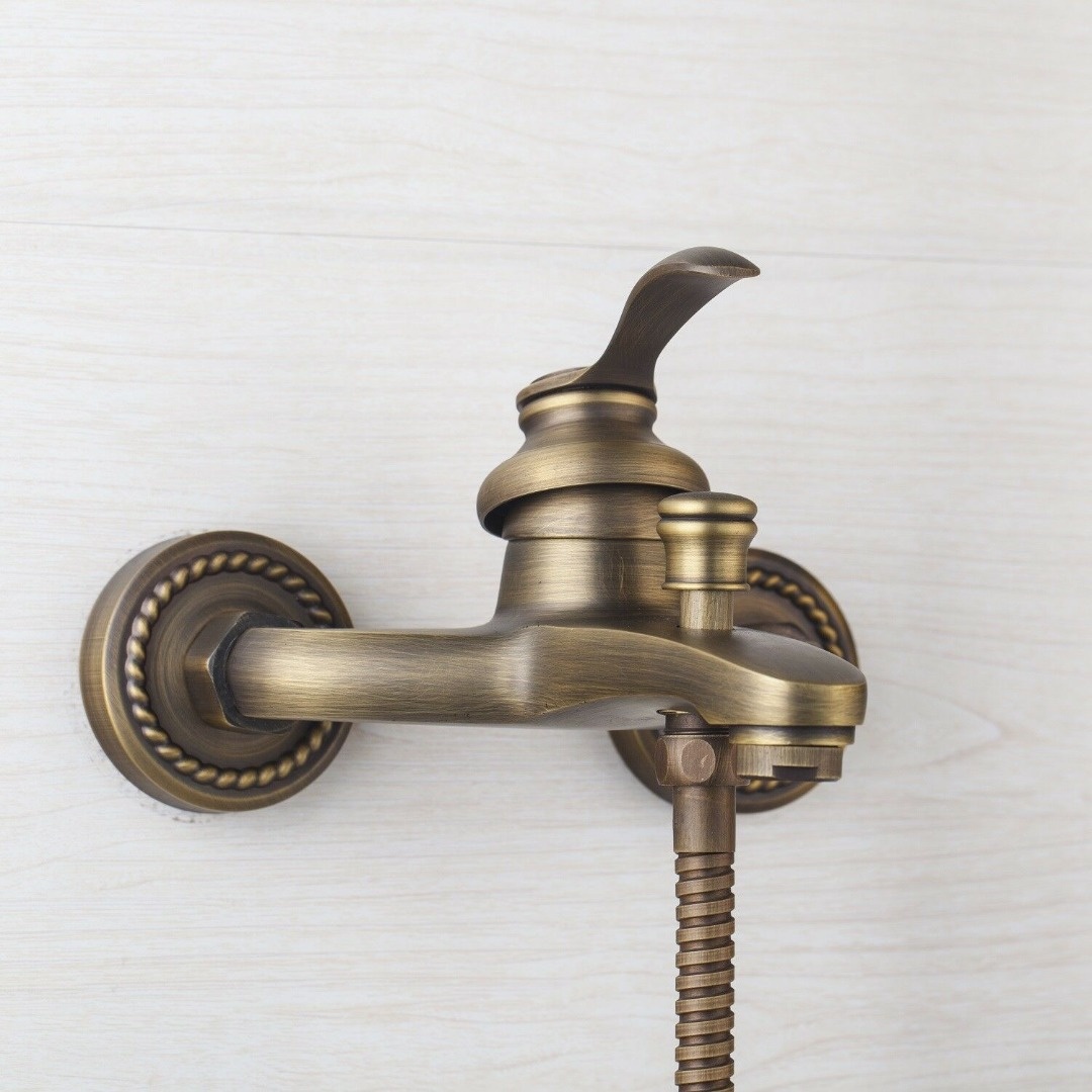 Rene Houtman Bronzen Badkraan met Handdouche - L20 cm