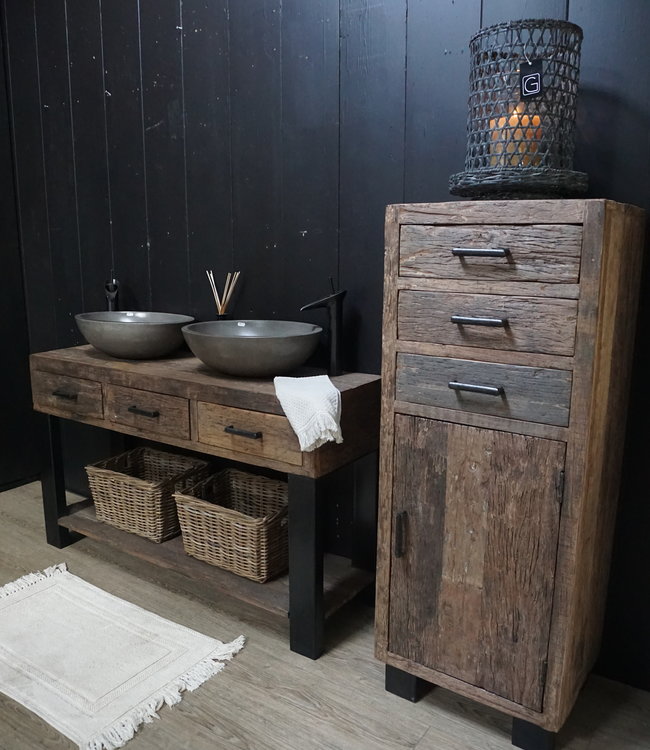 Rene Houtman Badkamermeubel Sem - L135 cm - Hout 3 lades