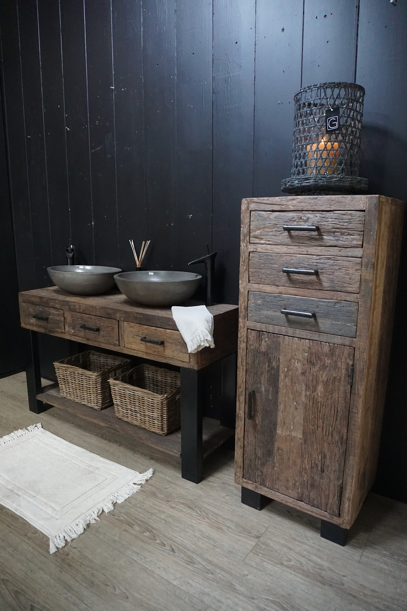 Rene Houtman Badkamermeubel Sem - L135 cm - Hout 3 lades