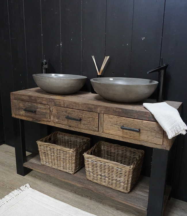 Rene Houtman Badkamermeubel Sem - L135 cm - Hout 3 lades