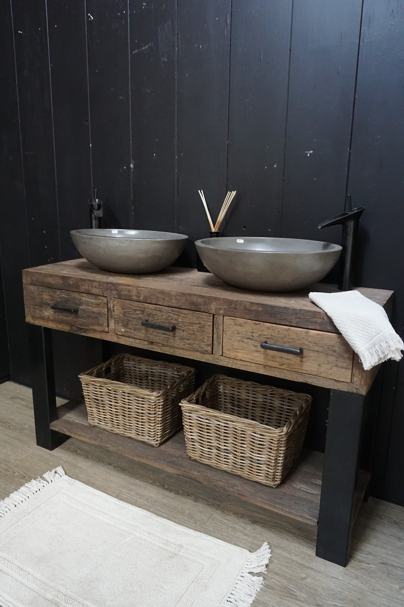 Rene Houtman Badkamermeubel Sem - L135 cm - Hout 3 lades