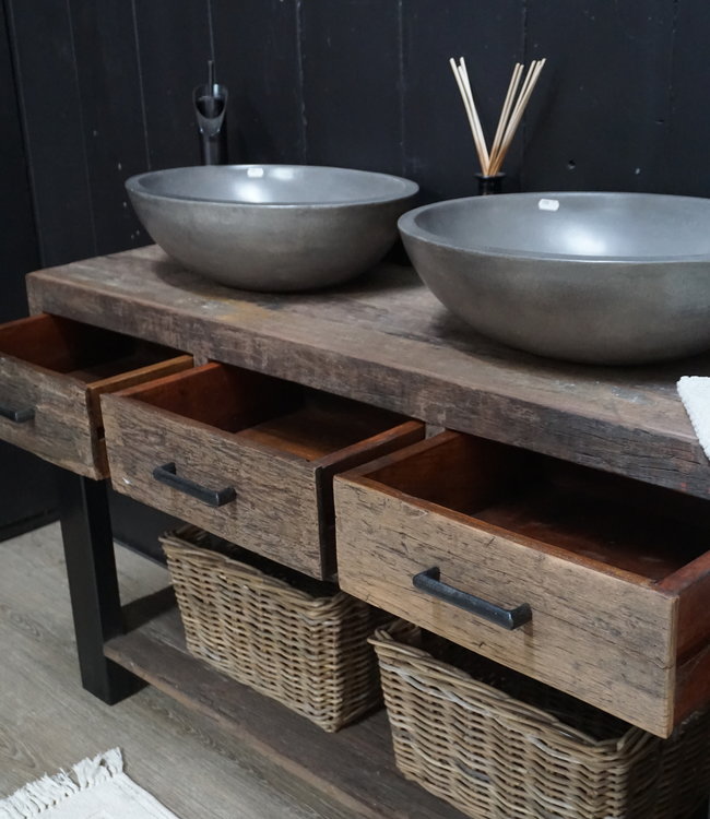 Rene Houtman Badkamermeubel Sem - L135 cm - Hout 3 lades