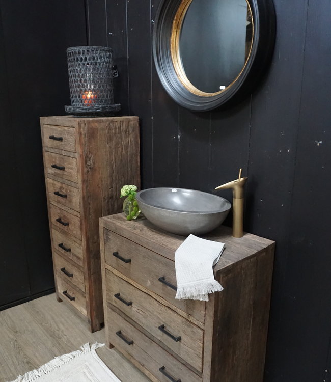 Rene Houtman Wastafelmeubel Mex H80 x B80 x D40 Oud Hout 3 Lades