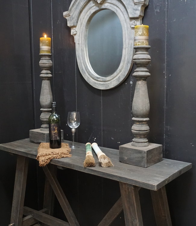 Rene Houtman Spiegel Ossenoog Hout H72xB63 cm Old Grey