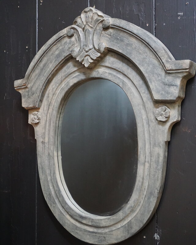 Rene Houtman Spiegel Ossenoog Hout H72xB63 cm Old Grey