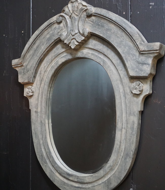 Rene Houtman Spiegel Ossenoog Hout H72xB63 cm Old Grey