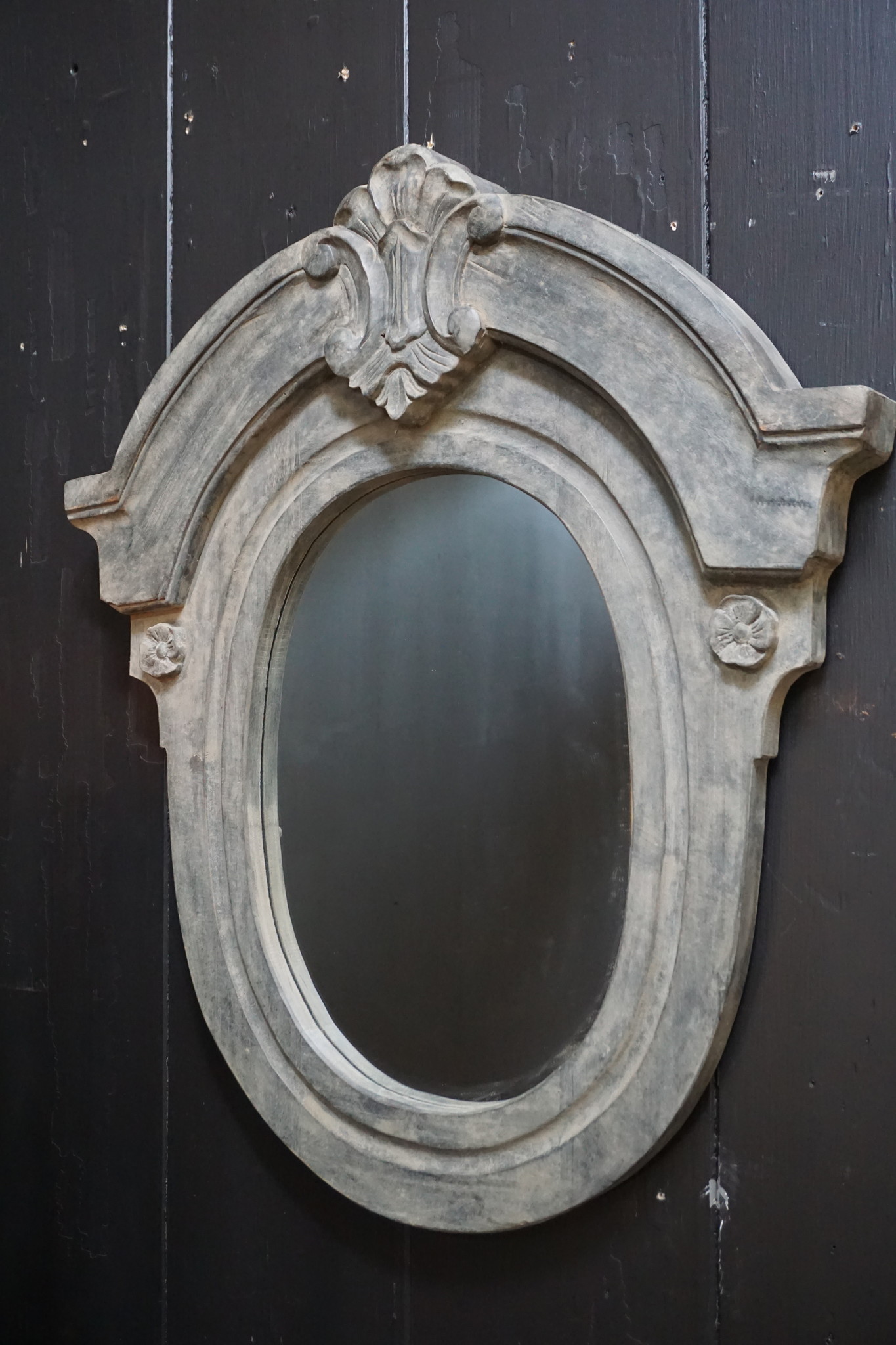 Rene Houtman Spiegel Ossenoog Hout H72xB63 cm Old Grey