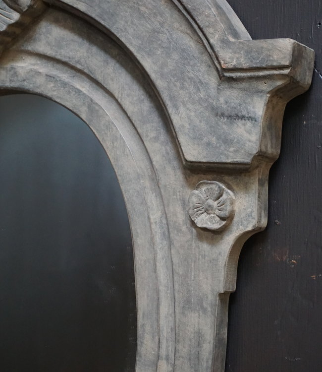 Rene Houtman Spiegel Ossenoog Hout H72xB63 cm Old Grey