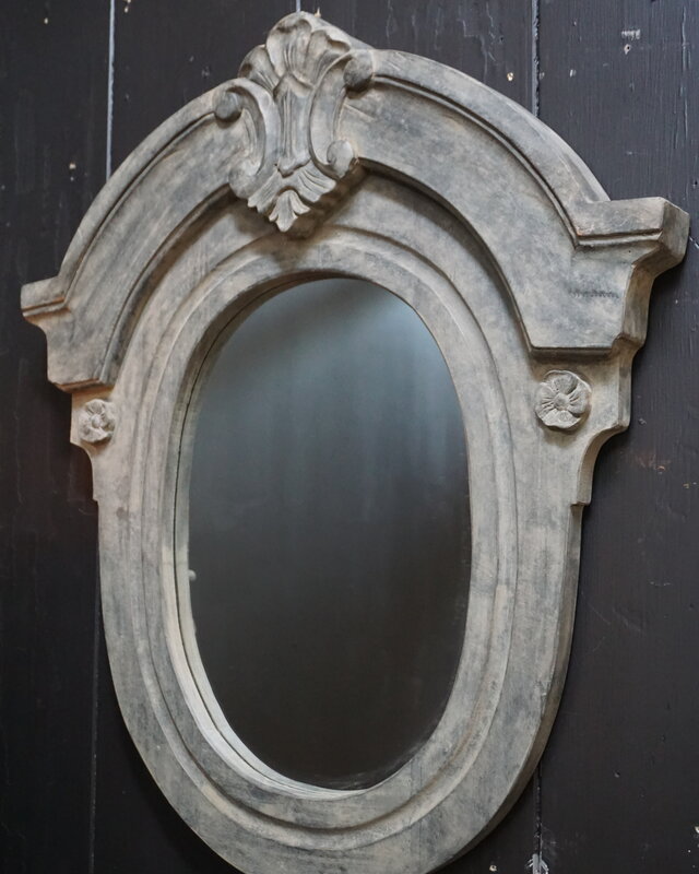 Rene Houtman Spiegel Ossenoog Hout H72xB63 cm Old Grey