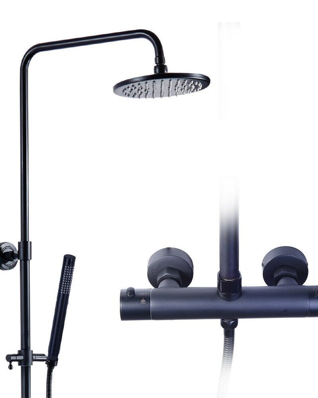 Rene Houtman Thermostatische Douche - Zwart - H95-130 cm