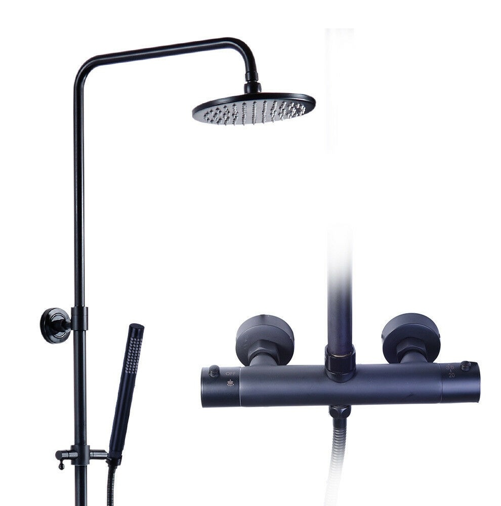 Rene Houtman Thermostatische Douche - Zwart - H95-130 cm