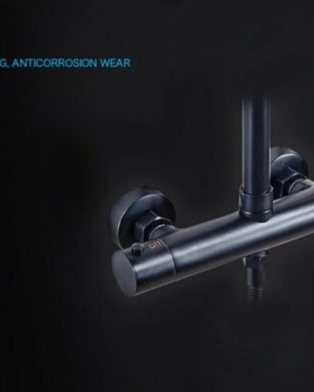 Rene Houtman Thermostatische Douche - Zwart - H95-130 cm