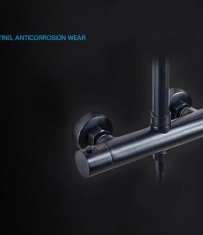 Rene Houtman Thermostatische Douche - Zwart - H95-130 cm