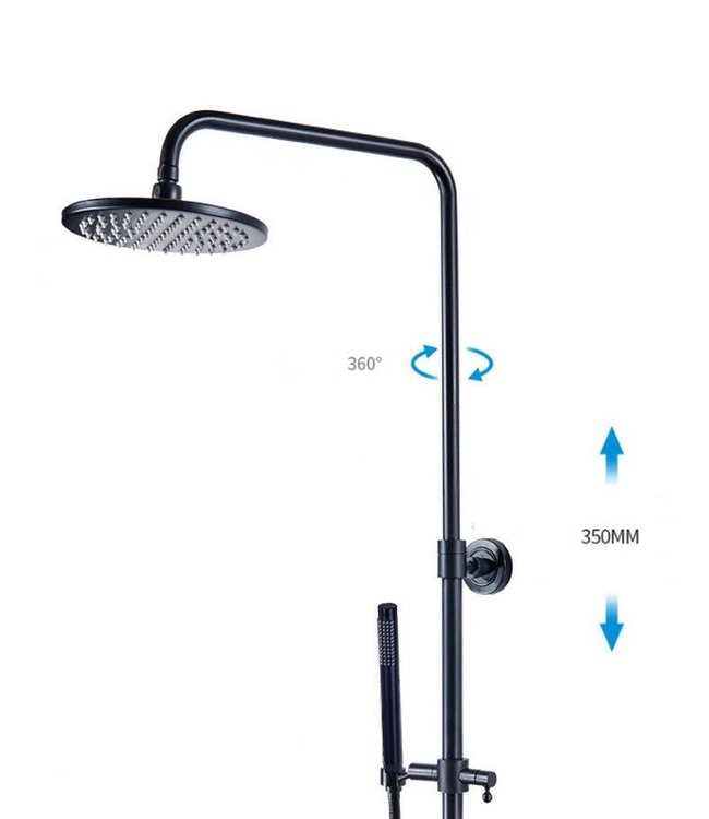 Rene Houtman Thermostatische Douche - Zwart - H95-130 cm