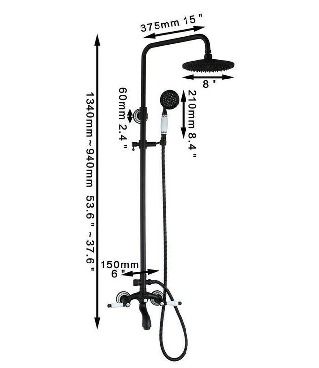 Rene Houtman Olie Bronzen Opbouw Douche - H94-134 cm