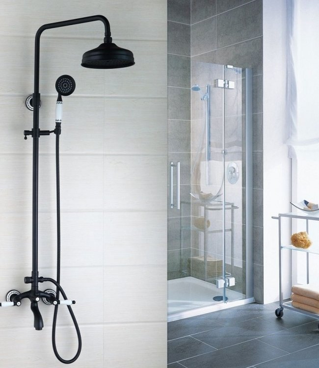 Rene Houtman Nostalgische Olie Bronzen Opbouwdouche - Met Handdouche