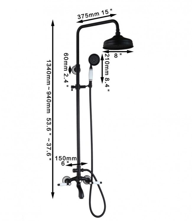 Rene Houtman Nostalgische Olie Bronzen Opbouwdouche - Met Handdouche