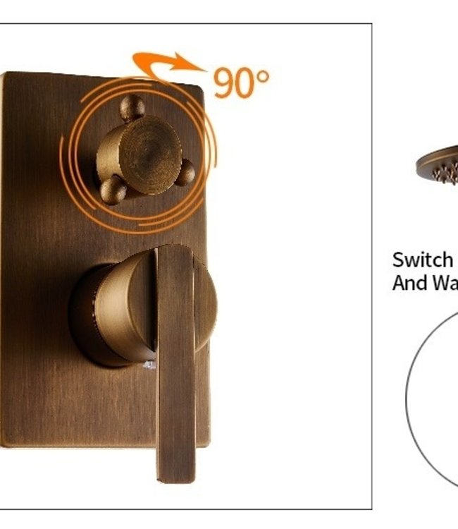 Rene Houtman Nostalgische Bronzen Douche-set - Inbouwdouche