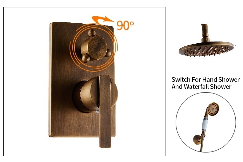 Rene Houtman Nostalgische Bronzen Douche-set - Inbouwdouche